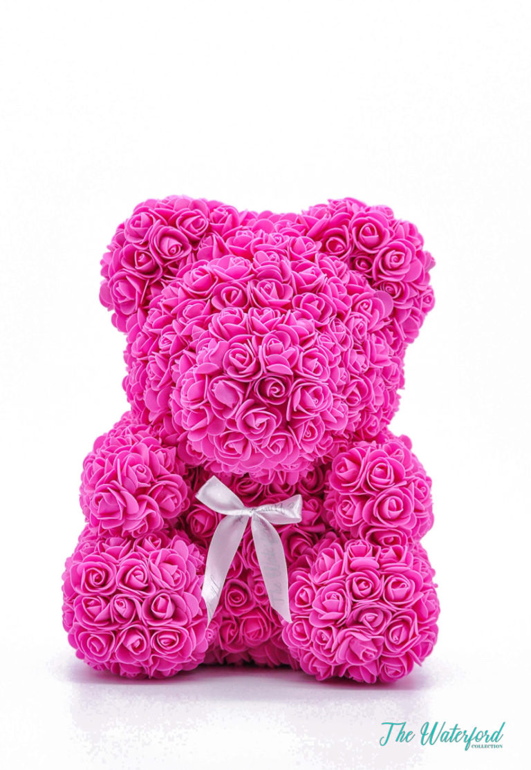 grey and pink rose bear